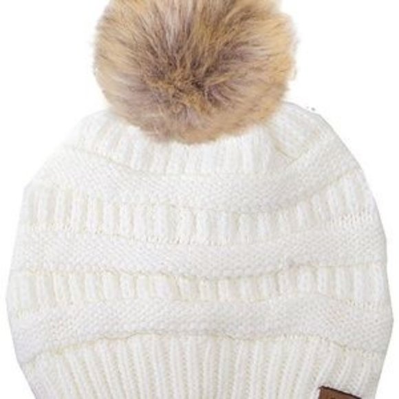 C.C 3pc Knit Warm Pom Beanie Gloves Scarves Set main image 4